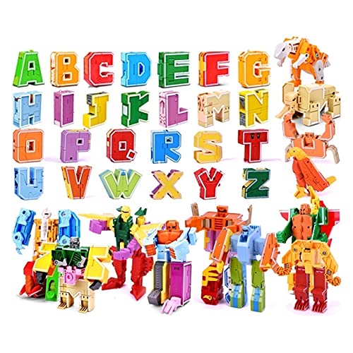 ZFLY-JJ Alphabet Transform Robots Figura de acción Letra educativa Preescolar ABCD Letter Robot Robot Transformers Juguetes para niños Niños, Juego de Bloques de construcción, Heroes Rescue Bots Toy