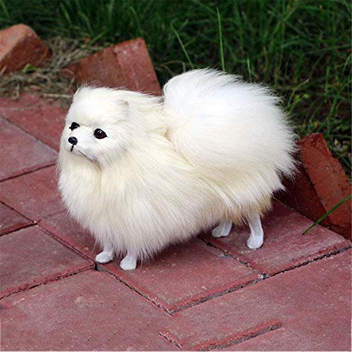 ZGHYBD Realistic Simulation Dog Toy Plush Pomeranian Toys Gift Animal Stuffed Kids, Realistic Animal Models,Soft Children's Plush Toy Dolls,Puppy Toys for Children, Plush Dog Toys Gift for Kids White