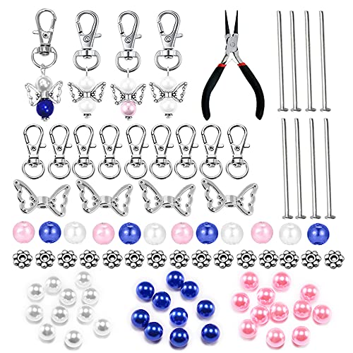 Zhenyuding Ángel de la Guarda 30 Juegos de Colgante de Ángel Llavero Ángel Kit Alas de Angel con Bisuteria Cuentas Espaciadoras Bautizo Colgante Cuentas de Aleación Accesorios para DIY