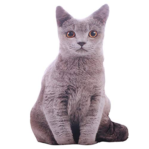 ZHOUBAA Juguete de peluche de 50 cm, adorable juguete esponjoso Plushies linda simulación de tres dimensiones gato almohada tigre patrón muñeca juguete gris