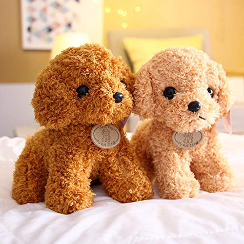 ZIEM Venta al por Mayor de simulación de Perro de Peluche de Juguete de Peluche muñeca Cachorro Perro muñeca Lindo caniche para Enviar a los niños Regalo de Agarre TeddyDog-Lightbrown 25cm