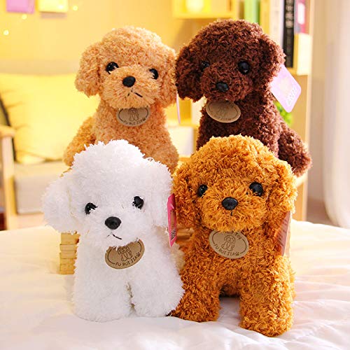 ZIEM Venta al por Mayor de simulación de Perro de Peluche de Juguete de Peluche muñeca Cachorro Perro muñeca Lindo caniche para Enviar a los niños Regalo de Agarre TeddyDog-Lightbrown 25cm