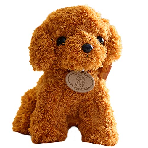 ZIEM Venta al por Mayor de simulación de Perro de Peluche de Juguete de Peluche muñeca Cachorro Perro muñeca Lindo caniche para Enviar a los niños Regalo de Agarre TeddyDog-Lightbrown 25cm