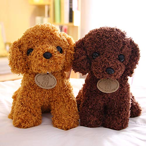 ZIEM Venta al por Mayor de simulación de Perro de Peluche de Juguete de Peluche muñeca Cachorro Perro muñeca Lindo caniche para Enviar a los niños Regalo de Agarre TeddyDog-Lightbrown 25cm