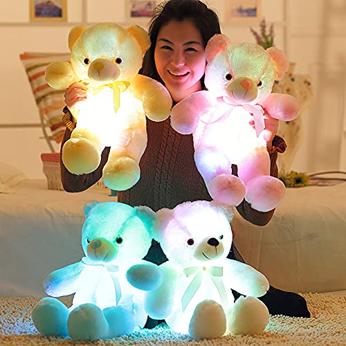 Zinsale Oso de Peluche de 7 Colores Oso cambiante de luz Almohada de Peluche LED Luminoso luz Nocturna para niños durmiendo (Pink)