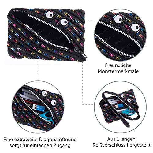 ZIPIT Monster Jumbo - Estuche para lápices, Color Negro y arcoíris