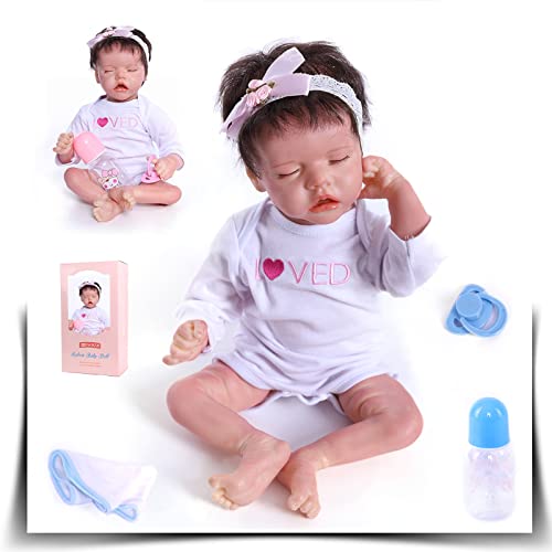 ZIYIUI 16 Pulgadas 42 Cm Lifelike Bebé Muñecas Reborn Vinilo de Silicona Ojos Cerrados Muñecos Reborn Hecho a Mano Bebés Conveniente para la Edad 3 Más