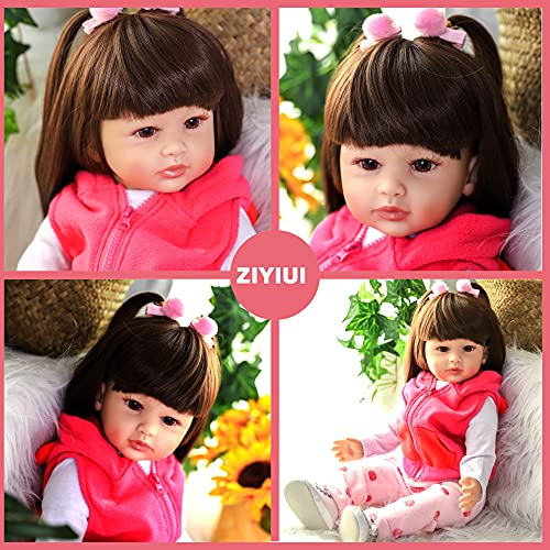 ZIYIUI 20 Pulgadas 50cm Muñecas Bebe Reborn niña Suave Vinilo Silicona pelo largo Realista Rreborn Toddler Hecho a Mano Real Natural Regalos de Cumpleanos