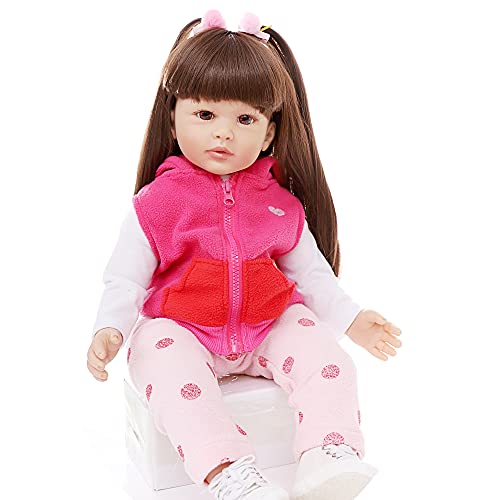 ZIYIUI 20 Pulgadas 50cm Muñecas Bebe Reborn niña Suave Vinilo Silicona pelo largo Realista Rreborn Toddler Hecho a Mano Real Natural Regalos de Cumpleanos