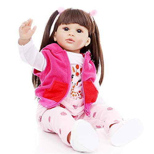 ZIYIUI 20 Pulgadas 50cm Muñecas Bebe Reborn niña Suave Vinilo Silicona pelo largo Realista Rreborn Toddler Hecho a Mano Real Natural Regalos de Cumpleanos