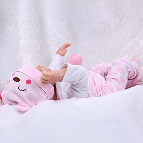 ZIYIUI 22 Pulgadas 55 Cm Muñecas Bebé Reborn Silicona Suave Dormido Niña Reborn Baby Dolls Renacer Realistic Bebe Reborn Muñecos Simulación de Juguete Niños Regalo de Cumpleaños