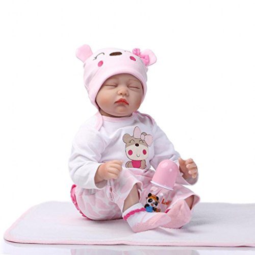 ZIYIUI 22 Pulgadas 55 Cm Muñecas Bebé Reborn Silicona Suave Dormido Niña Reborn Baby Dolls Renacer Realistic Bebe Reborn Muñecos Simulación de Juguete Niños Regalo de Cumpleaños