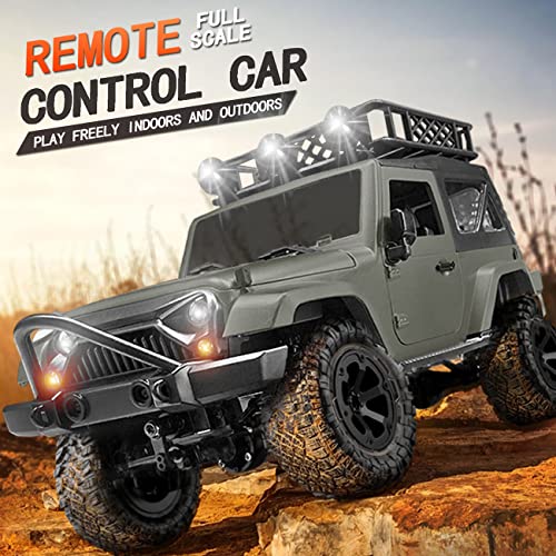 ZJM Coche De Control Remoto A Escala 1/14 para Niños Adultos, 4WD Todoterreno RC Monster Trucks, Vehículo Todoterreno RC Todo Terreno De 2,4 GHz con Luz LED, Puede Abrir La Puerta del Coche