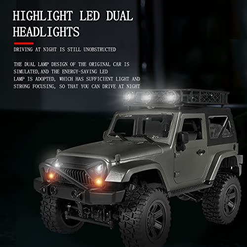 ZJM Coche De Control Remoto A Escala 1/14 para Niños Adultos, 4WD Todoterreno RC Monster Trucks, Vehículo Todoterreno RC Todo Terreno De 2,4 GHz con Luz LED, Puede Abrir La Puerta del Coche