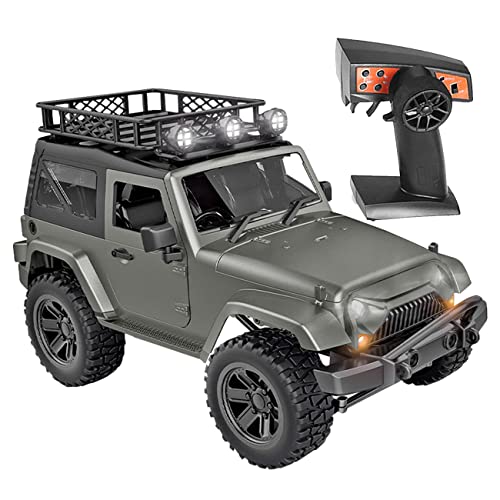 ZJM Coche De Control Remoto A Escala 1/14 para Niños Adultos, 4WD Todoterreno RC Monster Trucks, Vehículo Todoterreno RC Todo Terreno De 2,4 GHz con Luz LED, Puede Abrir La Puerta del Coche