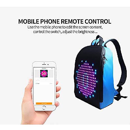 ZJM Moda Llevado Elegante Mochila, Mochila portátil programable Pantalla LED Inteligente, 20L Gran Capacidad Bolsas Escuela con USB de Carga, para Estudiantes Viajes Adolescentes,Negro