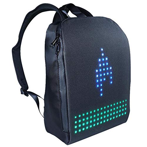 ZJM Moda Llevado Elegante Mochila, Mochila portátil programable Pantalla LED Inteligente, 20L Gran Capacidad Bolsas Escuela con USB de Carga, para Estudiantes Viajes Adolescentes,Negro