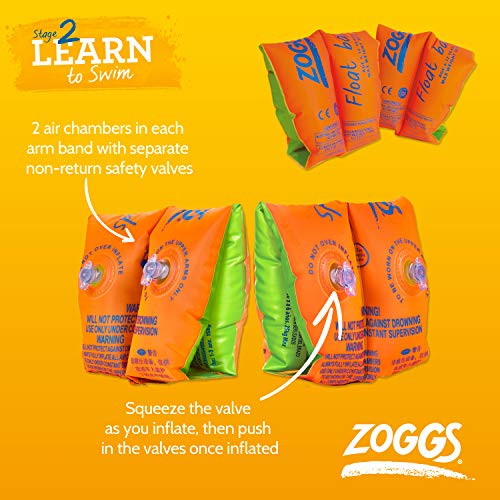 Zoggs Float Bands Brazaletes de Natación, Bebés Unisex, Naranja/Verde, 3-6 Años