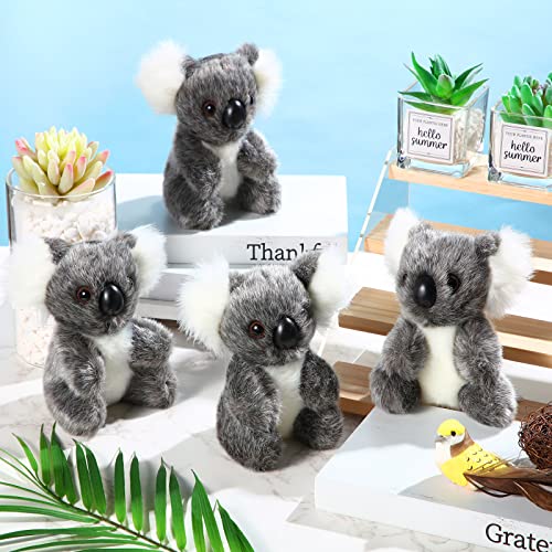 Zomiboo 4 Peluches de Oso Koala Peluche Koala Pequeño Animal de Peluche Koala Mini Mascota de Koala Juguetes de Koala Suave de 5 Pulgadas para Niños Cumpleaños Navidad Regalo Abrazo Almohadas, Gris