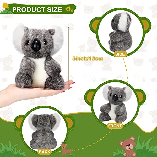 Zomiboo 4 Peluches de Oso Koala Peluche Koala Pequeño Animal de Peluche Koala Mini Mascota de Koala Juguetes de Koala Suave de 5 Pulgadas para Niños Cumpleaños Navidad Regalo Abrazo Almohadas, Gris