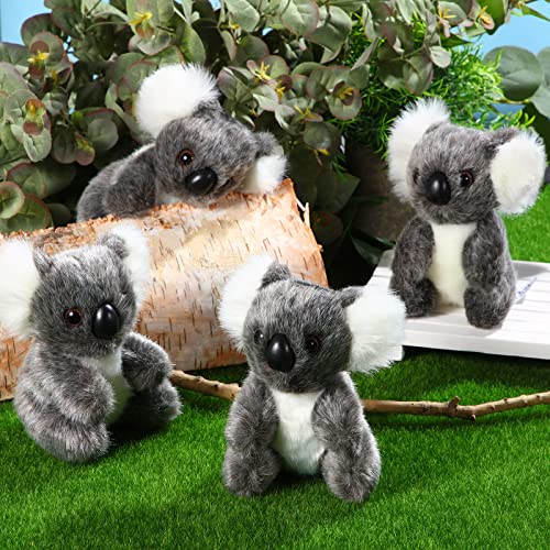 Zomiboo 4 Peluches de Oso Koala Peluche Koala Pequeño Animal de Peluche Koala Mini Mascota de Koala Juguetes de Koala Suave de 5 Pulgadas para Niños Cumpleaños Navidad Regalo Abrazo Almohadas, Gris