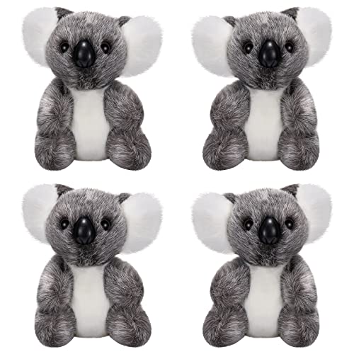 Zomiboo 4 Peluches de Oso Koala Peluche Koala Pequeño Animal de Peluche Koala Mini Mascota de Koala Juguetes de Koala Suave de 5 Pulgadas para Niños Cumpleaños Navidad Regalo Abrazo Almohadas, Gris