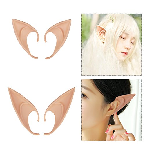 ZoomSky Orejas de Duende, 2 pares Orejas de Elfo Cosplay Disfraz de Duendecillo Oreja Látex Accesorios para Fiestas de Halloween Carnaval