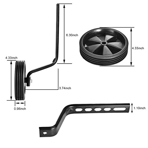 ZOSEN Bicicleta Ruedas de Entrenamiento para niños Estabilizadores de Bicicletas Ruedas de Soporte para Bicicletas de 12 14 16 18 20 Pulgadas (1 par, Negro)