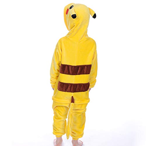 zpllsbratos Niños Pijamas Animales Ropa de Dormir Cosplay Disfraz para Carnaval Halloween Navidad(Pikachu,Etiqueta 115 para Altura 125cm-135cm)