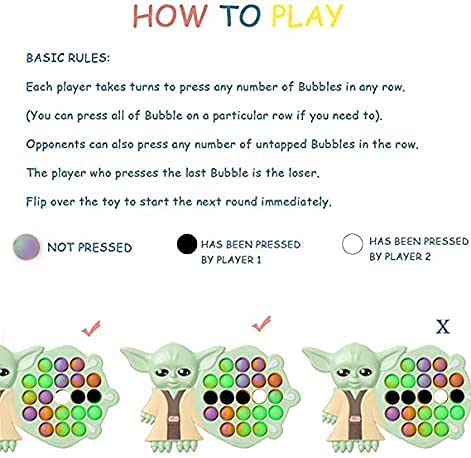 ZPPLD Pop it,Yoda Pop it, Fidgets Toys, Juguetes antiestrés,Pop Toys,Push Bubble it, Fidget Toy Set, Fidget sensorial Fidget Toy para Autismo,Stress Relief,Juguetes para niños y Adultos (Yoda)