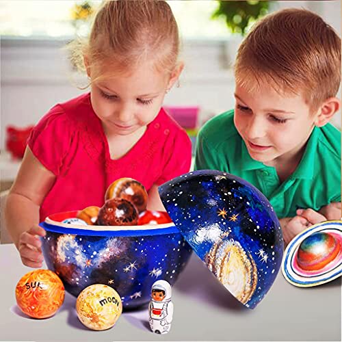 ZQSM Wooden Solar System Cosmos Learning Game Toy,Wooden Solar System,Wooden Solar System Nesting Toy, Cosmos Learning Game Toy, Space Curriculum Models For Kids Space Lovers(1Set)