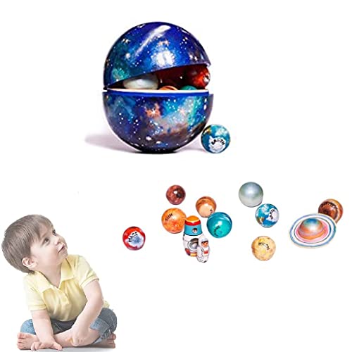 ZQSM Wooden Solar System Cosmos Learning Game Toy,Wooden Solar System,Wooden Solar System Nesting Toy, Cosmos Learning Game Toy, Space Curriculum Models For Kids Space Lovers(1Set)