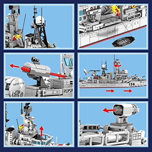 ZRY Juego de construcción de destructor naval, con 6 muñecas, 1716 juguetes de bloque de construcción de buques de guerra de destructor moderno, juego de construcción compatible con la tecnología Lego