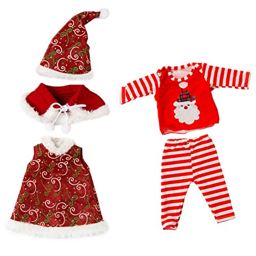 ZSWQ Ropa de Muñeca Navideña+Vestidos Navideños-Encaja 18 Pulgadas / 46 cm Muñecas Ropa Navideñas, Conjunto Completo de Muñeca de Niña