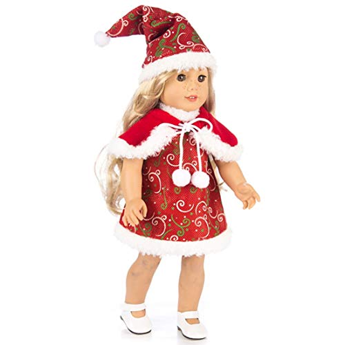 ZSWQ Ropa de Muñeca Navideña+Vestidos Navideños-Encaja 18 Pulgadas / 46 cm Muñecas Ropa Navideñas, Conjunto Completo de Muñeca de Niña