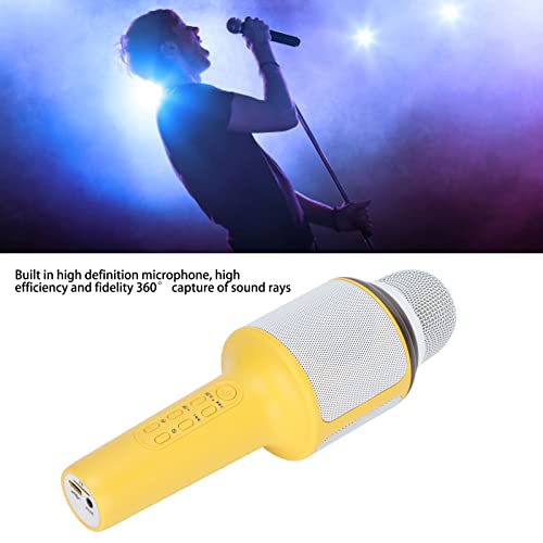 Zunate Micrófono de Karaoke para Niños, Micrófono de Karaoke Inalámbrico Bluetooth Portátil de Mano con Luces LED, Micrófono de Audio Integrado, para Niñas, Niños, Adultos, Todas Las(Amarillo)