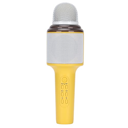 Zunate Micrófono de Karaoke para Niños, Micrófono de Karaoke Inalámbrico Bluetooth Portátil de Mano con Luces LED, Micrófono de Audio Integrado, para Niñas, Niños, Adultos, Todas Las(Amarillo)