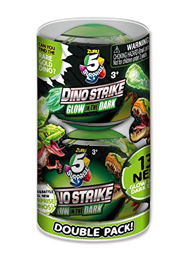 ZURU 5 SURPRISE- Dino Strike Series 2 Brilla en la Oscuridad, Color Paquete Doble. (7781)