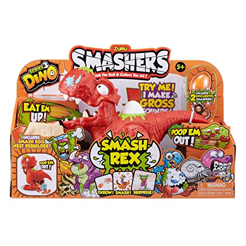 ZURU SMASHERS 7439 Dino Smash Rex Playset con 2 exclusivos Smashers, Naranja, Talla única