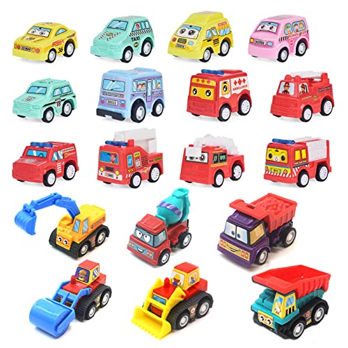 Zuzer 18PCS Coches de Juguetes Mini Coches Juguete Cars Camiones de Juguete Vehículo Juguete Tire hacia Atrás Coches para Niños, Fiesta de Cumpleaños de Navidad