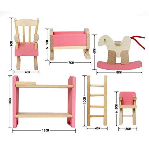 Zuzer Muebles de Casa de Muñecas Madera para Niños,Muebles de Juguete Miniatura Mini Muebles para Muñecas,Regalo de Cumpleaños de Juguete para Niña