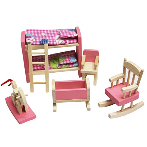 Zuzer Muebles de Casa de Muñecas Madera para Niños,Muebles de Juguete Miniatura Mini Muebles para Muñecas,Regalo de Cumpleaños de Juguete para Niña