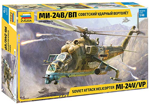 Zvezda 1:48 MIL Mi-24V/VP(HIND) Helicóptero de Combate, maqueta, Kit de construcción de plástico, para Montar, réplica Detallada (4823)