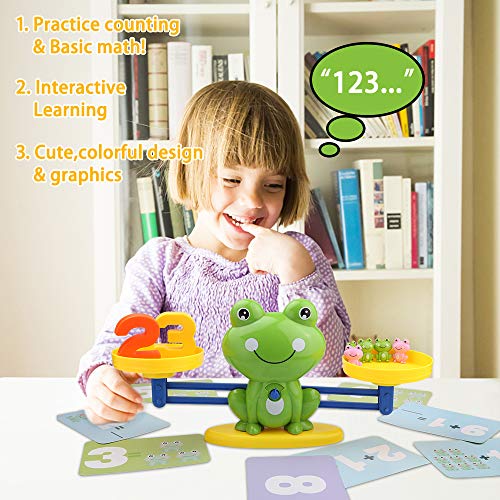 ZWOOS 82 Piezas Juguete de Matemáticas Rana Equilibrio Juego de Matemáticas Escala Digital Juguete de Libra Educación temprana Equilibrio para Niñas Niños