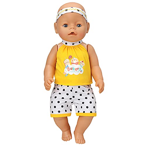 ZWOOS Ropa de Muñeca Bebé para New Born Baby Doll, Traje de Estilo Informal con Diadema para Muñecas 35-43 cm