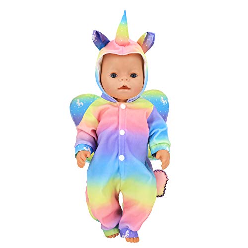 ZWOOS Ropa de Muñecas para New Born Baby Doll, Traje de Hada Unicornio con Alas para 18 " Muñecas (40-45 cm)