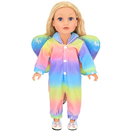 ZWOOS Ropa de Muñecas para New Born Baby Doll, Traje de Hada Unicornio con Alas para 18 " Muñecas (40-45 cm)