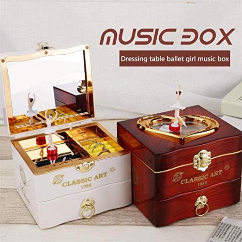 zxb-shop Caja de Música Bailarina giratoria clásica Bailarina Piano Box Caja de música Caja de joyería de plástico for niña Mano de manivela Mecanismo Regalo Caja Musical (Color : B)