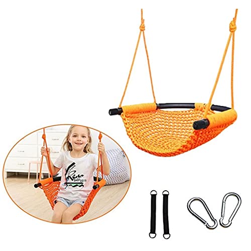 ZYMING Columpio Asiento de Swing Interior hogar niños Hamaca Cuerda al Aire Libre Red Bolsillo Columpio Tejido Silla Canasta Canasta bebé Cama Adulto Swing (Color : Orange, tamaño : 45 * 43cm)