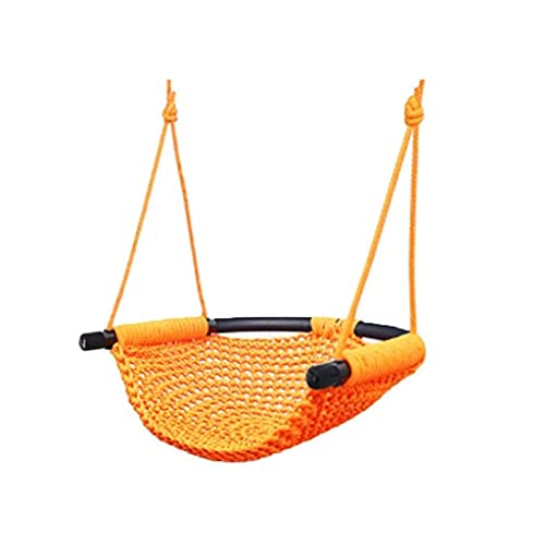 ZYMING Columpio Asiento de Swing Interior hogar niños Hamaca Cuerda al Aire Libre Red Bolsillo Columpio Tejido Silla Canasta Canasta bebé Cama Adulto Swing (Color : Orange, tamaño : 45 * 43cm)